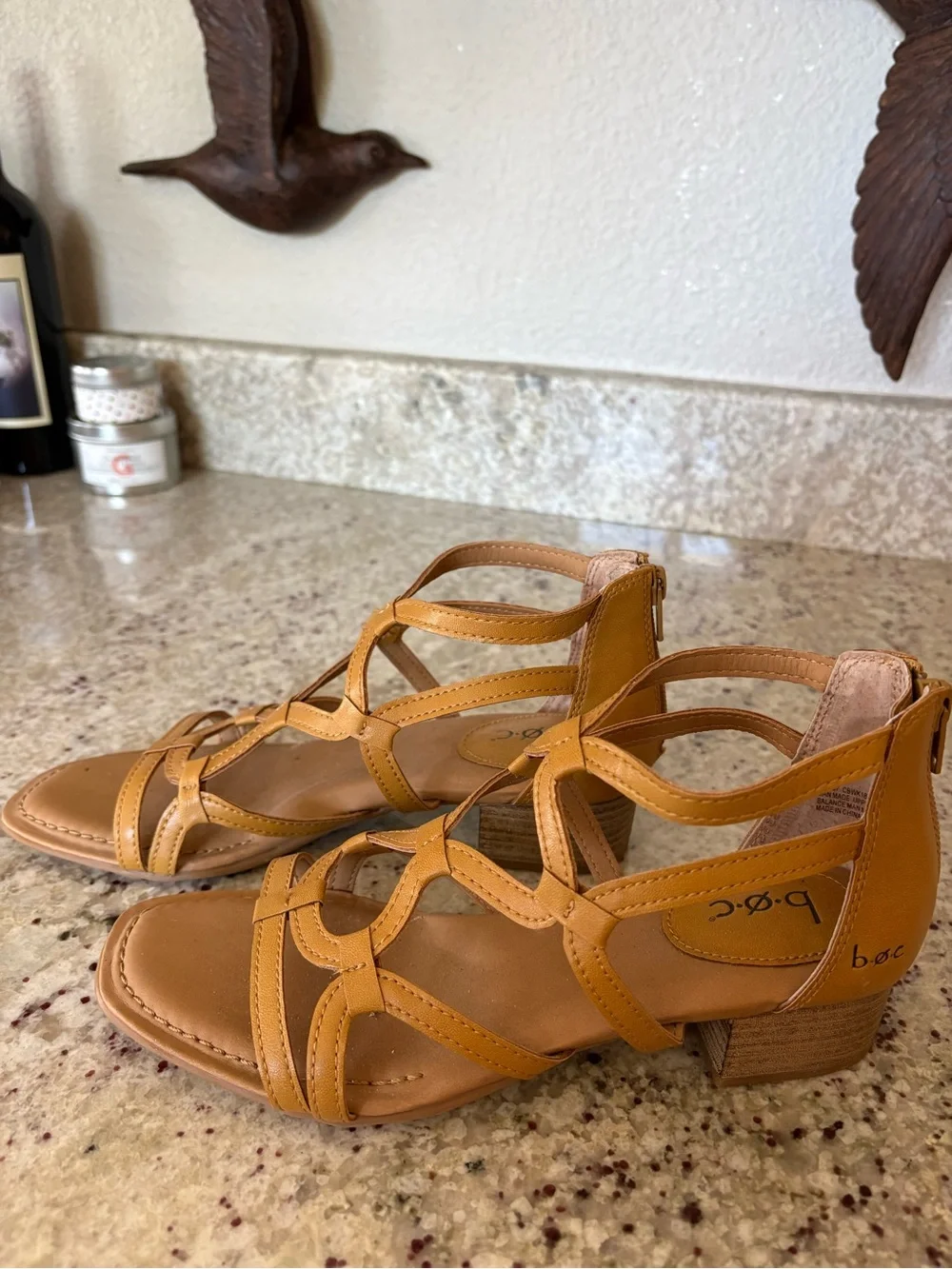 boc Tan Strappy Cage Gladiator Sandals